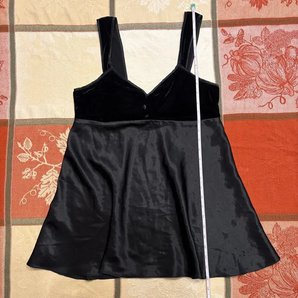 Expressions California Dynasty Black Velvet Satin Babydoll Top